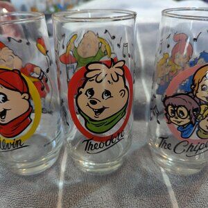 Vintage Glasses - 1980s, Smurfs, Coca Cola, Chipmunks, Charlie Brown, Garfield